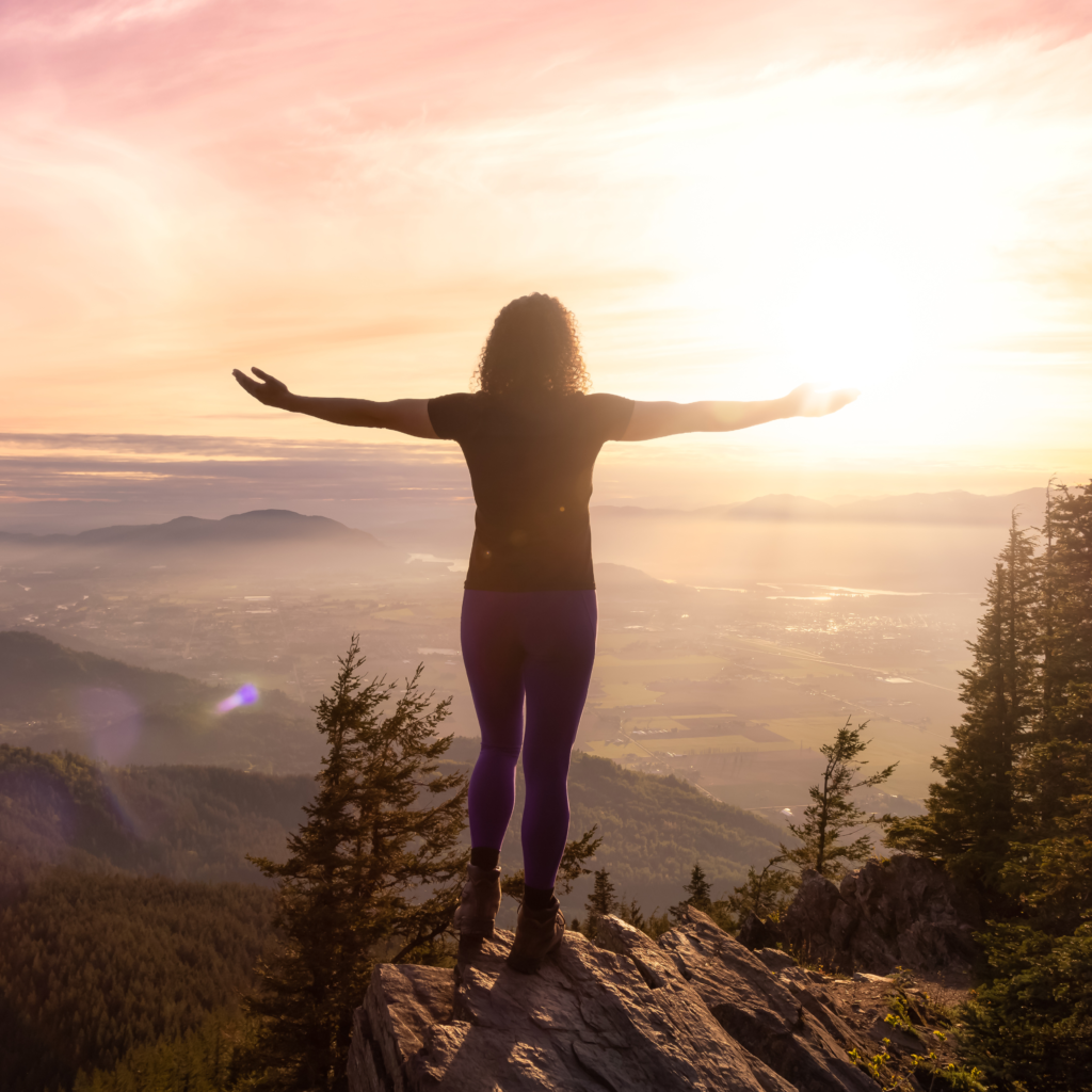 Single woman looking ahead